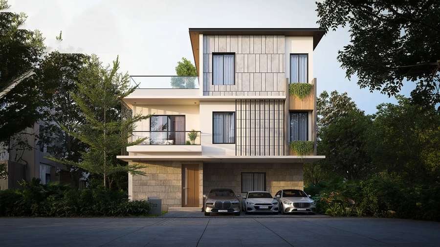 4 and 5 BHK villa facade at Revasa La Valora, Kardanur, West Hyderabad